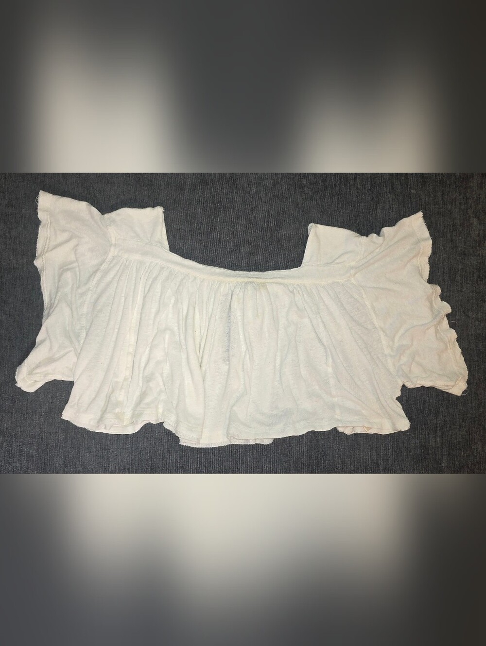 Free People White Linen Blend Tie Front Ruffle Crop Top Short Sleeve XS
